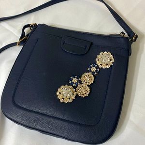 Beautiful crossbody bag Navy Blue with embellishments